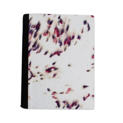 Abstract Petals,'Fuchsia and Purple Recycled Paper Journal with Black Suede'