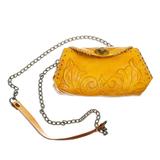 Golden Flourish,'Golden Tooled Leather Shoulder Bag or Clutch'