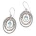 Inner Circles in Blue,'Concentric Circle Blue Topaz Earrings Balinese Motif'