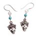 Fair Catrina,'Sterling Silver Skull Earrings with Turquoise'