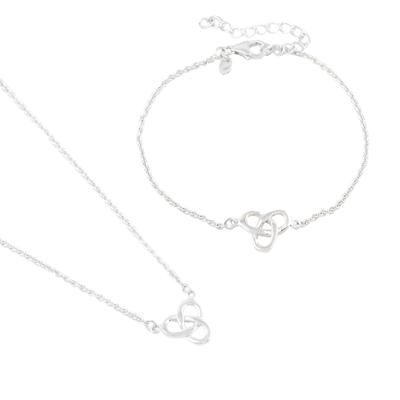 Twist and Turn,'Sterling Silver Necklace and Bracelet Jewelry Set (Pair)'