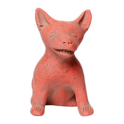 'Western Mexico Pre-Hispanic Red Ceramic Dog Ocarina Flute'