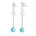 Innocence and Hope,'Polished Cultured Pearl and Turquoise Beaded Dangle Earrings'