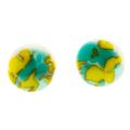 Sea Green & Pistachio Textures,'Sea Green & Pistachio Fused Glass Mosaic Button Earrings'