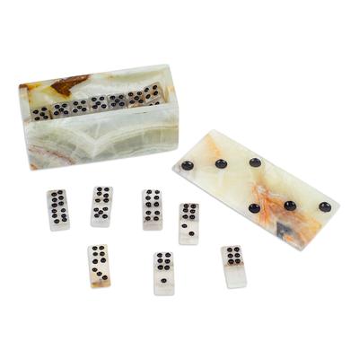 Precious Strategy,'Handcrafted Onyx and Marble Domino Set from Mexico'