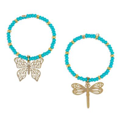 Turquoise Flutter,'Set of 2 Handmade Beaded Drink ...