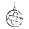 Loyalty Core,'Sterling Silver Round Pendant with Clover-Inspired Icon'