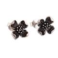 Vintage Allure,'Sterling Silver Floral Button Earrings with Oxidized Finish'