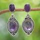 Antique Palace,'Polished Classic Oval Amethyst Dangle Earrings'