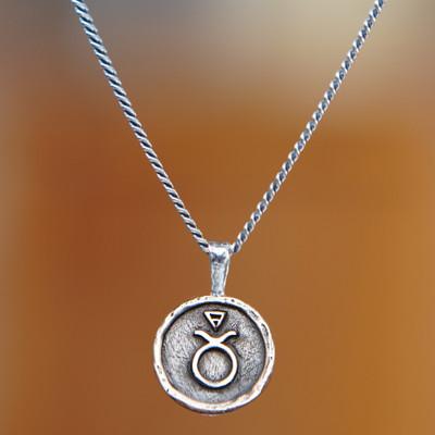 Taurus Charm,'Sterling Silver Necklace with Taurus Zodiac Sign Pendant'