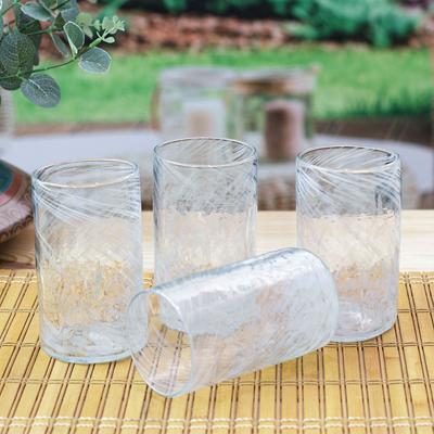 '4 Hand Blown Eco-Friendly Recycled Glass Tumblers...