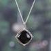 'Polished Diamond-Shaped Onyx Cabochon Pendant Necklace'