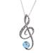 'Treble Clef-Shaped Blue Natural Flower Pendant Necklace'