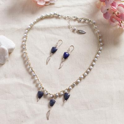 Jewel Wings,'Wing-Themed Agate and Lapis Lazuli Jewelry Set'