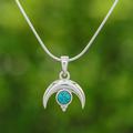 'Moon-Shaped Reconstituted Turquoise Pendant Necklace'