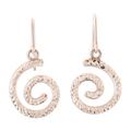 Whirlwind Glam,'Modern Textured Sterling Silver Spiral Dangle Earrings'