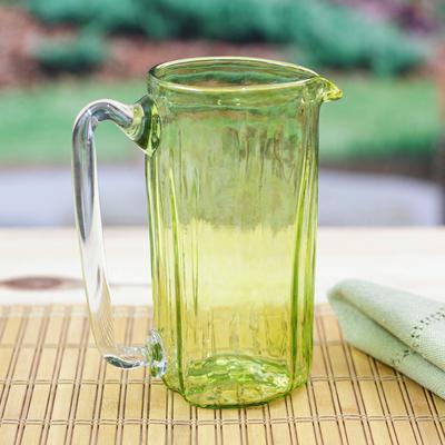 'Hand Blown Eco-Friendly Recycled Glass Pitcher in...