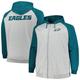 Men's Heather Gray Philadelphia Eagles Big & Tall Fleece Raglan Full-Zip Hoodie Jacket