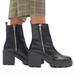 Urban Outfitters Shoes | Last 1 - Uo Size 38 Y2k Retro Chunky Heel Zip Up Boot | Color: Black/Silver | Size: 7.5