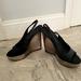 Nine West Shoes | Nine West Black Satin Wedges | Color: Black/Silver | Size: 6.5