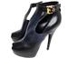 Louis Vuitton Shoes | Louis Vuitton Peep Toe Bootie Black/Blue Leather Ankle Strap Stiletto | Color: Black/Blue | Size: 40