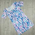 Lilly Pulitzer Dresses | Lilly Pulitzer Gavyn Henley T-Shirt Dress Size Small Tropical Beach Dress | Color: Blue/Pink | Size: S