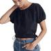 Madewell Tops | Madewell Poplin Puff Sleeve Cut-Out Crop Top Nl013 Xs Black Cotton Drawstrings | Color: Black | Size: Xs