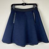 Madewell Skirts | Madewell Navy, Black Quilted Skater Circle Skirt With Faux Leather Trim, Size 4 | Color: Black/Blue | Size: 4