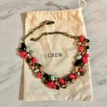 J. Crew Jewelry | J. Crew Multicolored Rhinestone Statement Necklace & Jewelry Pouch | Color: Pink | Size: Os