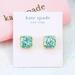 Kate Spade Jewelry | Kate Spade Square Glitter Turquoise Light Blue Stud Earrings Gold Plated | Color: Blue/Gold | Size: Os