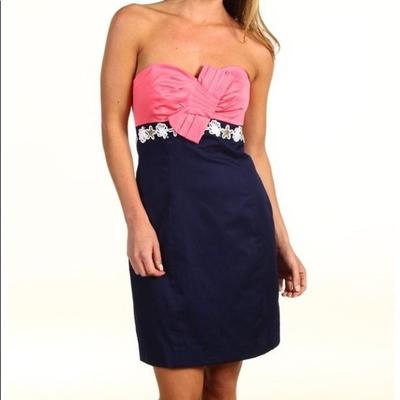 Lilly Pulitzer Dresses | Lilly Pulitzer Krissa Strapless. Sz 14 | Color: Blue/Pink | Size: 14