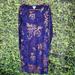 Lularoe Dresses | Lularoe Floral Gold Indigo Dress Fitted Long Sleeves Purple Blue Womens Small | Color: Blue/Gold | Size: S