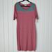 Lularoe Dresses | Lularoe Julia Dress Xl Striped Pink Heather Grey Gray Bodycon Fitted Rayon Nwt | Color: Gray/Pink | Size: Xl