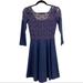 Lilly Pulitzer Dresses | Lilly Pulitzer Remmy Xs Navy Blue 3/4 Sleeve Lace Bodice Fit & Flare Mini Dress | Color: Blue | Size: Xs