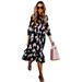 Kate Spade Dresses | Kate Spade Silk Twill Floral Midi Dress, Size 8 | Color: Black/White | Size: 8