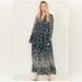 Free People Dresses | New Free People See It Through Maxi Dress Floral Blue Long Sleeve Size Small | Color: Blue/Green | Size: S