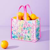 Lilly Pulitzer Bags | Lilly Pulitzer Reusable Tropical Orchid Market Shopper Tote Bag | Color: Green/Pink | Size: Os