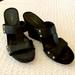 Nine West Shoes | Nine West Black Sandals With Gold Accent Size 10 | Color: Black/Gold | Size: 10