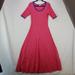 Lularoe Dresses | Lularoe Woman's Pink 3/4 Sleeve Long Dress| Size Large | Round Neck | Color: Pink | Size: L