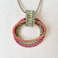 J. Crew Jewelry | Jcrew Gem Drop Pendant With Moving Oval Piece | Color: Green/Pink | Size: Os