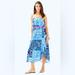 Lilly Pulitzer Dresses | Lilly Pulitzer Blue Meridian Midi Dress | Color: Blue/Pink | Size: Xxs