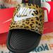 Nike Shoes | Nike Victori One Beach Casual Animal Print Slides Sandals Nib | Color: Black/Gold | Size: Various