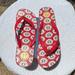 Tory Burch Shoes | Like New!! Tory Burch Wedge Flip Flop | Color: Red/White | Size: 9