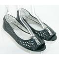 Michael Kors Shoes | Michael Kors Moxley Black Patent Leather Laser Cut Zip Peep Toe Flats 9.5m | Color: Black | Size: 9.5