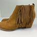 American Eagle Outfitters Shoes | American Eagle Cow Suede Leather Brown Fringe Women’s Ankle Boots Sz 9 Booties | Color: Tan | Size: 9