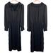 Anthropologie Dresses | Current Air Pleated Long Sleeve Maxi Dress V Neck Ruffled Silky Black Womens S | Color: Black | Size: S