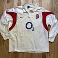 Nike Shirts | Men's Vintage Nike England Rugby League Home White Red Long Sleeve Jersey Sz 2xl | Color: White | Size: Xxl