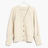 Madewell Sweaters | Madewell Ivory Flower Shaped Buttons Ottoman Rib Cardigan | Color: White | Size: Various