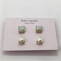 Kate Spade Jewelry | Kate Spade, Rose And Shine Glitter And Pearl Stud Earrings, 2 Pairs, Noc | Color: Gold/White | Size: Os