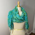 Lilly Pulitzer Accessories | Lilly Pulitzer Silk/Cashmere Floral/Blue Yellow Murfree Scarf | Color: Blue/Yellow | Size: Os
